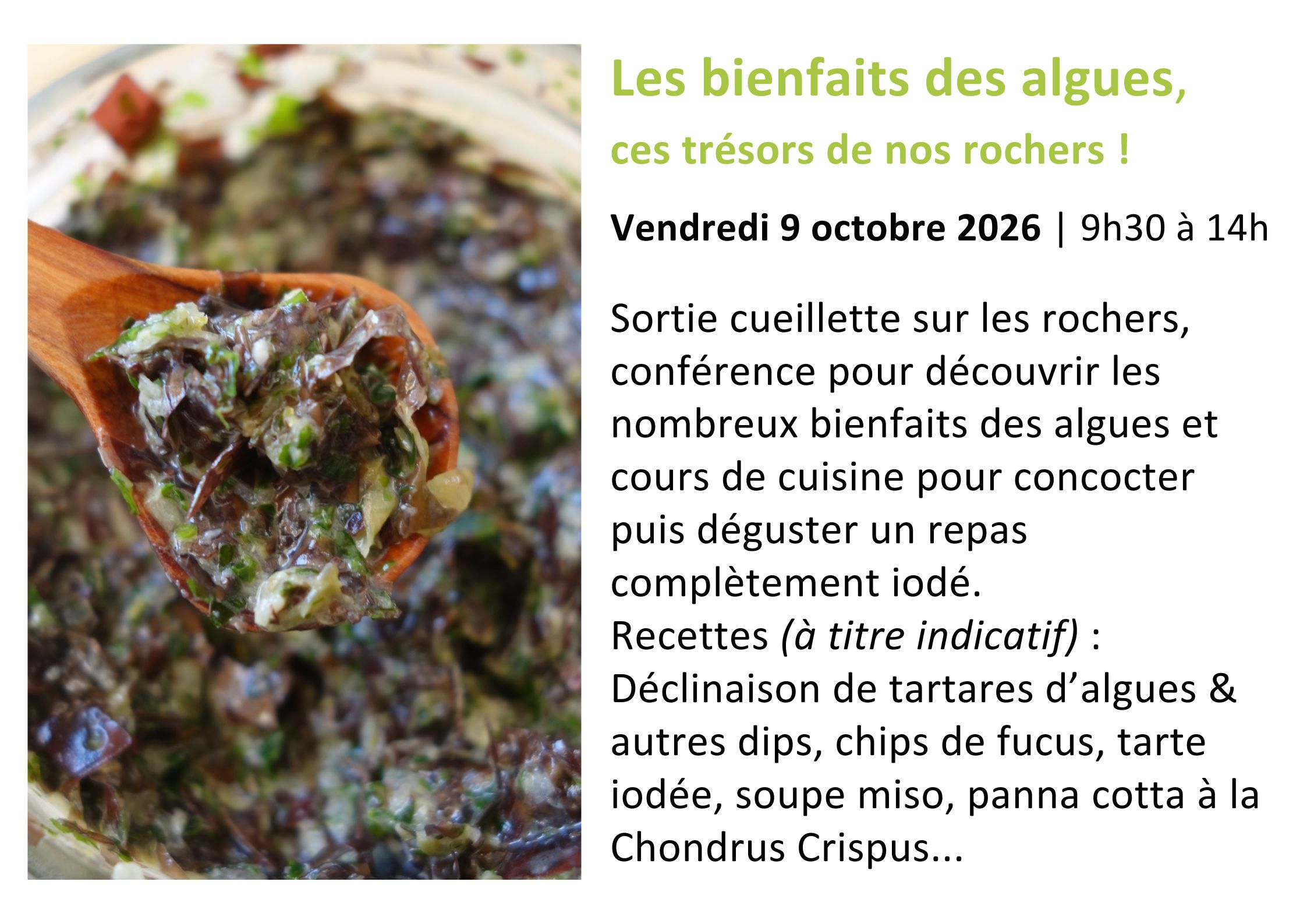 Programme ateliers cuisine santé et naturo à Pornic juin à décembre 2024